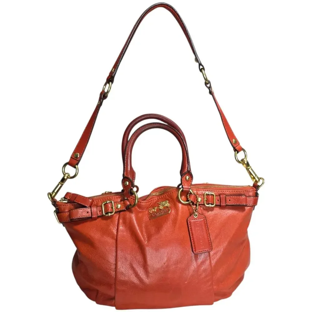 Coach Madison Sophia 18609 Burnt Orange Leather Satchel Shoulder Bag Brass